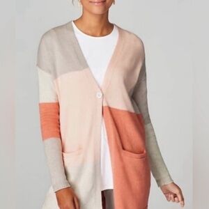 J.Jill PureJill Color Block Long Cardigan Sweater Size Medium Petite